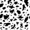 Cow seamless pattern. Black cartoon spots. Dalmatin or moo skin. Vector print