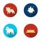 Cow, sheep, a drop of milk, butter. Milk set collection icons in flat style vector symbol stock illustration web.