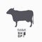 Cow silhouette. Beef meat. Butcher shop logo template