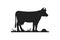 Cow silhouettes on grass. Cow grazing on meadow vector cartoon illustration.