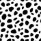 Cow skin. Dalmatians dog spots. animal skin seamless pattern. Black and white. Animal print texture.