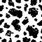 Cow skin, seamless texture. Grunge aged pattern. Black spots on white background. Animal print. damage stains. Vector