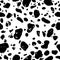Cow skin, seamless texture. Grunge aged pattern. Black spots on white background. Animal print. Vector