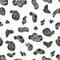 Cow spots. Black textural Hand-drawn seamless watercolor pattern