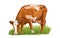cow is standing nibbling grass sketch engraving illustration style