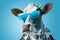 Cow in sunglasses portrait on black backround. Cow on vibrant backround. Generative AI.