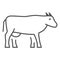 Cow thin line icon, livestock concept, cow cattle sign on white background, Dairy cow silhouette icon in outline style