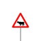 Cow Warning sign red. Farm Hazard attention symbol