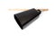 Cowbell percussion musical instrument, black metal with a wooden stick