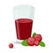 Cowberry, lingonberry in flat vector style. Sweet red forest berry. Berry juice.