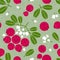Cowberry seamless pattern. Black currant with leaves and flowers on shabby background.