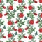 Cowberry. Seamless watercolor pattern. Hand-drawing