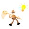 cowboy america people with pointing to the light bulb cartoon doodle flat design vector illustration