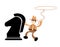 cowboy america play horse chess cartoon doodle flat design vector illustration