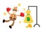 cowboy america punch money bag cartoon doodle flat design vector illustration