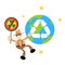 cowboy america and stop nuclear activity healthy world recycle cartoon doodle flat design vector illustration