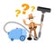 cowboy america and vacuum cleaner clean cartoon doodle flat design vector illustration