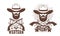 Cowboy bearded in hat with crossed guns retro logo