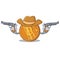 Cowboy bitcoin coin character cartoon