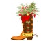 Cowboy boot with Christmas elements isolated on wh