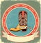 Cowboy boot label on old paper
