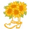 Cowboy boot with yellow sunflowers bouquet decoration. Country western boots vector color illustration Country wedding decor
