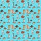 Cowboy boots and cowboy hats pattern turquoise background