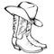 Cowboy boots and hat.