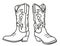 Cowboy boots. Vector graphic hand draw illustration isolated on white for design