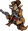 Cowboy Cartoon Mascot Aiming Guns