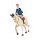 Cowboy character ride horse. A man rides a horse.