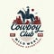 Cowboy club badge. Ranch rodeo. Vector. Concept for shirt, logo, print, stamp, tee with cowboy and shotgun. Vintage