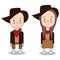 Cowboy and cowgirl. Farmer America USA. Funny cartoon and vector characters, isolated objects