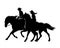 Cowboy and cowgirl riding horses black vector silhouette