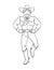Cowboy Dance Isolated Coloring Page for Kids
