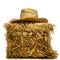 Cowboy Farmer Straw Hat on Hay Bale over White