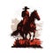 Cowboy figure silhouette on horse scene vector illustration design