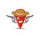 Cowboy fire bucket mascot shape on cartoon