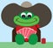 Cowboy Frog Playing Poker