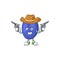 Cowboy fruit prunes cartoon on white background.