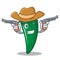 Cowboy green chili character cartoon