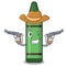 Cowboy green crayon above character wooden table