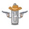 Cowboy grey crayon isolated with the cartoon