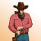 Cowboy gunfighter shoots a pistol
