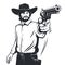 Cowboy gunslinger threatens with a gun