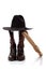 Cowboy hat, boots and lasso on white