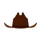 Cowboy hat brown front view icon. Person male traditional farmer clothes western rodeo sheriff silhouette