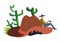 Cowboy hat and cacti wild west or western isolated icon