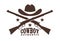 Cowboy hat with crossed rifles - Western retro logo stencil