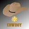 Cowboy hat and Gold sheriff\\\'s star badge. Wild West. vector